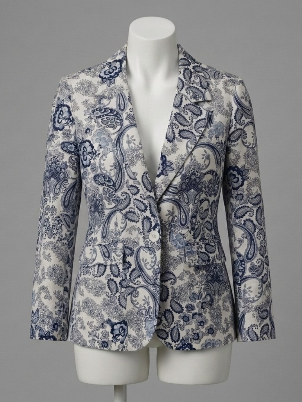 Johnston & Murphy Navy Paisley Single-Button Blazer on White (S) Pre-owned.